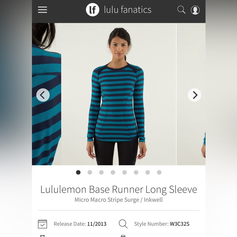 Sold - Lululemon Base Runner Long Sleeve Micro Macro Stripe Surge / Inkwell